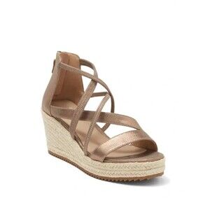 Eileen Fisher Wanda Metallic Suede Espadrilles Sandals Sz 7.5 Light Gold Strappy